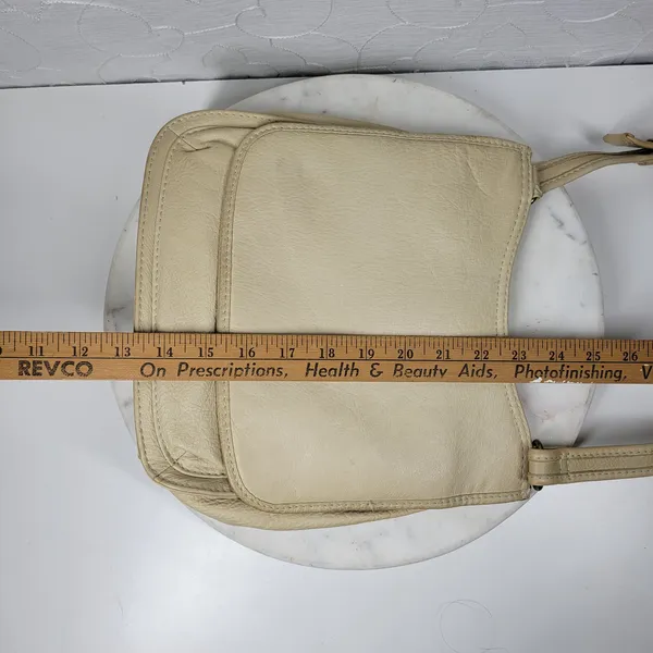 Vintage Fossil Crossbody Bag #75082 Medium Cream Soft Leather Adjustable Strap - Image 15