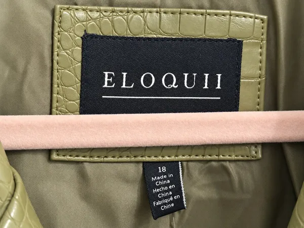 Eloquii Croc Faux Leather Jacket Olive - Image 7