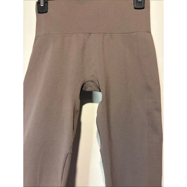 Set Active Sculptflex Ribbed Sides Brown Neutral Workout Leggings Size M - Image 6