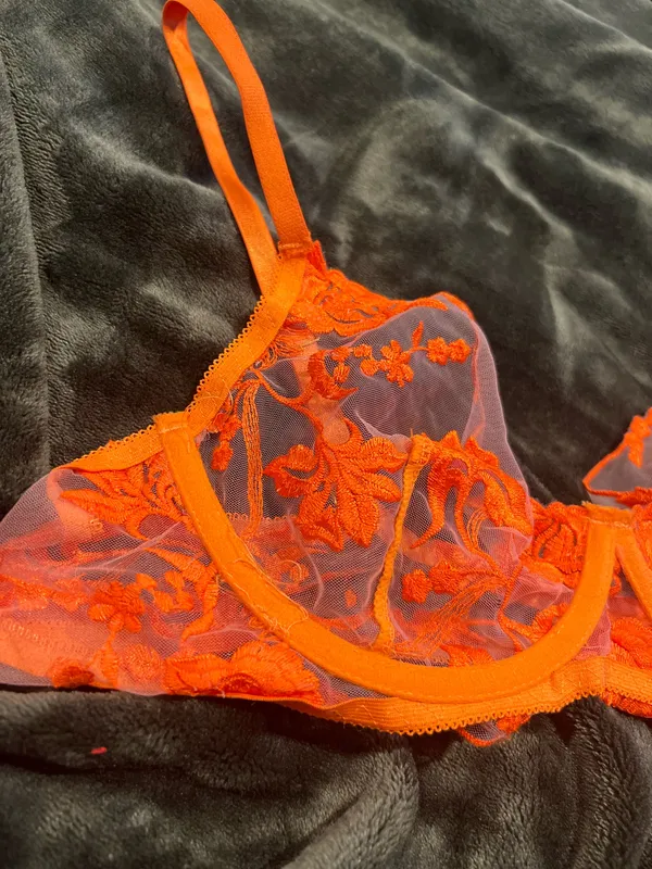 Neon Orange Lace Bra Size 34 C - Image 2