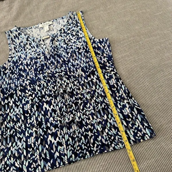 White House Black Market Blue Size S Geometric Tank Top Sleeveless Shirt WHBM - Image 5