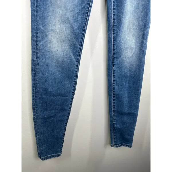 American Eagle Super Stretch X Hi-Rise Blue Denim Jeggings‎ Women's Size 0 Long - Image 3