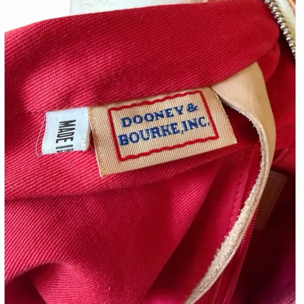 Vintage Dooney & Bourke White Monogram Canvas Barrel Satchel Bag Leather Trim - Image 15