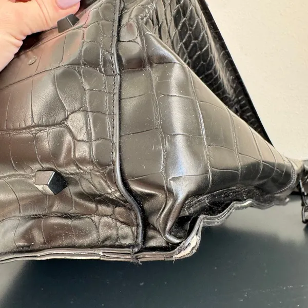 BEIS Large Work Tote Black Crocodile 14.5” x 11” Vegan Leather Zip Closure - Image 12