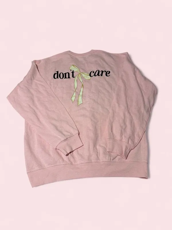 Simply Southern Pink "don't know don’t care" Crewneck Sweatshirt - Image 2