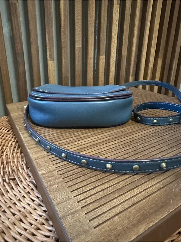 Coach 1941 Saddle Bag 23 Blue Cornflower Glovetanned Leather Rivet Crossbody - Image 4