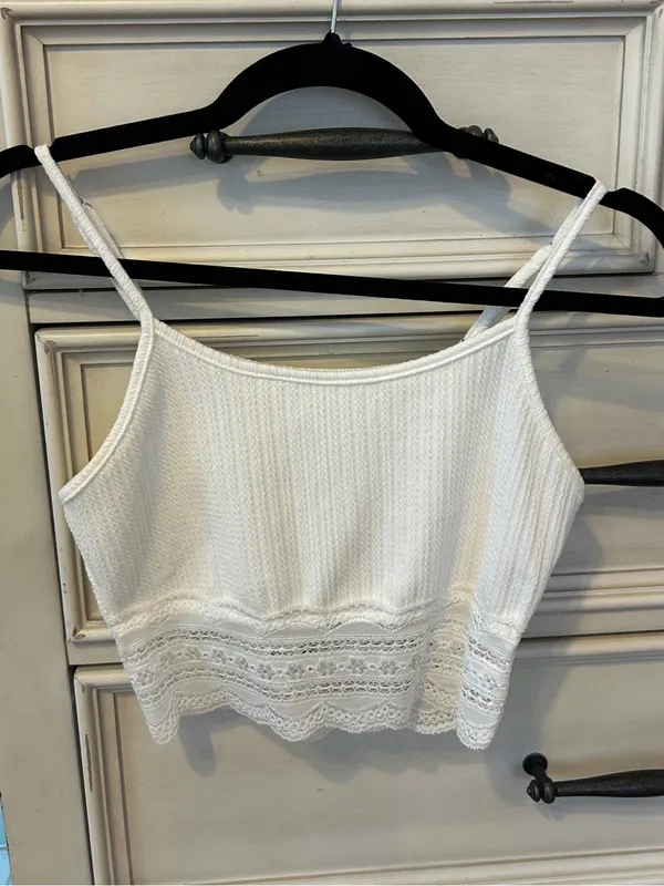 Lace bottom white crop tank top - Image 6