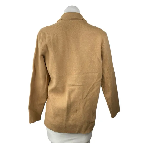 Ann Taylor Brown Tan Two Button Collared Long Sleeve Knit Blazer Coat Jacket XXS - Image 3