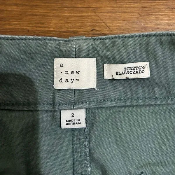 A New Day high waisted wide leg stretch pants Olive Green Coastal Size 2 - Image 3