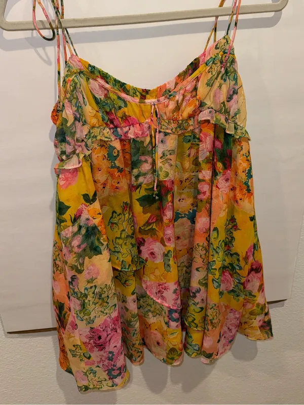 For Love & Lemons Yellow Floral Mini Dress - Image 2