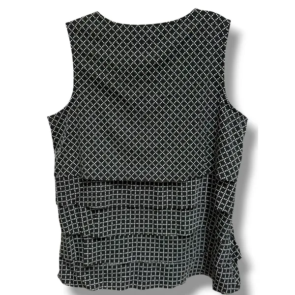 Coldwater Creek Black White Geometric Tiered Blouse Women's Large 14 Layered Top - Image 7