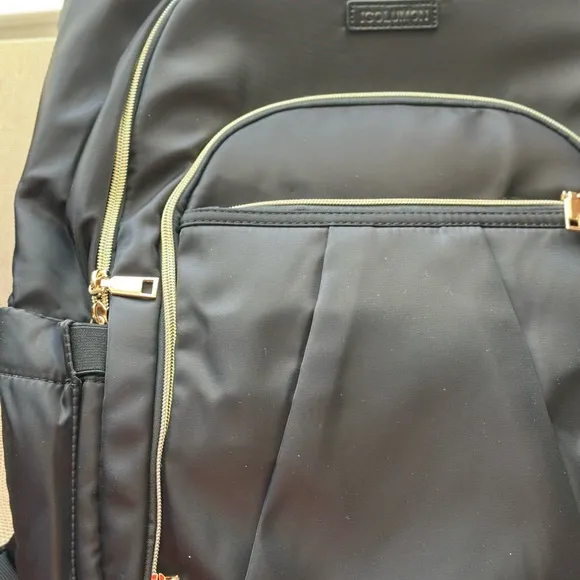 Black laptop backpack NWT gold, zippers, multitude of pockets - Image 3