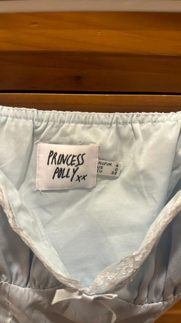 Princess Polly Old School Love Crop Top Blue - Image 3