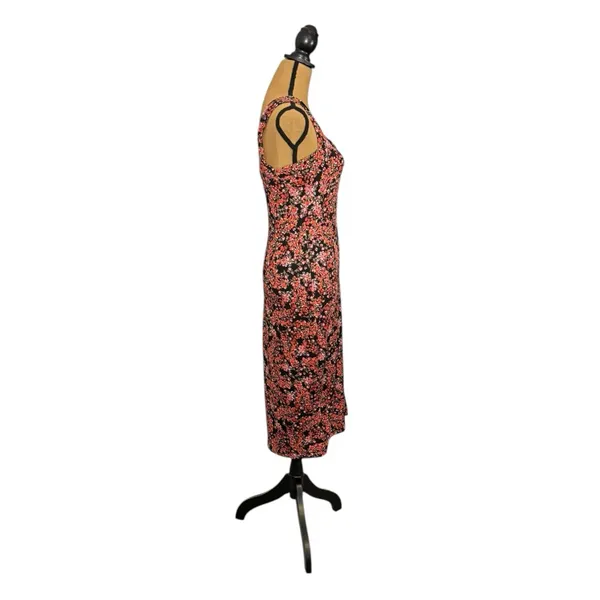 Socialite Floral Midi Dress Womens Medium Dark Romantic Black Side Slit Feminine - Image 3