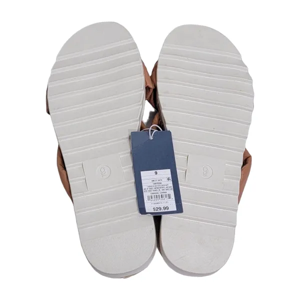 Universal Threads Warm Tan Dena Knotted Slip On Faux Leather Sandals Size 9 NWT - Image 9