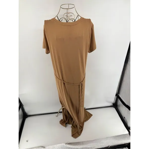 Banana Republic Modal Tie Waist Midi Dress Tan Size M Minimalist - Image 9