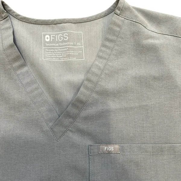 FIGS Light Grey Catarina One-Pocket Scrub Top - Image 2