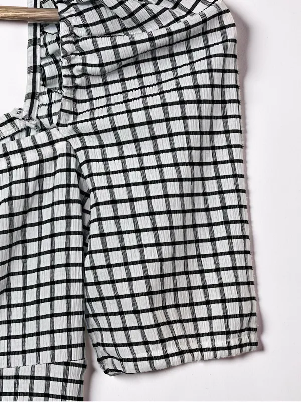 Zara Black and White Checkered Mini Dress - Size Medium - Image 6