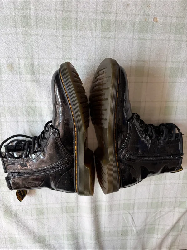 Dr. Martens Black Sparkle Patent Lace-Up Boots - Image 4