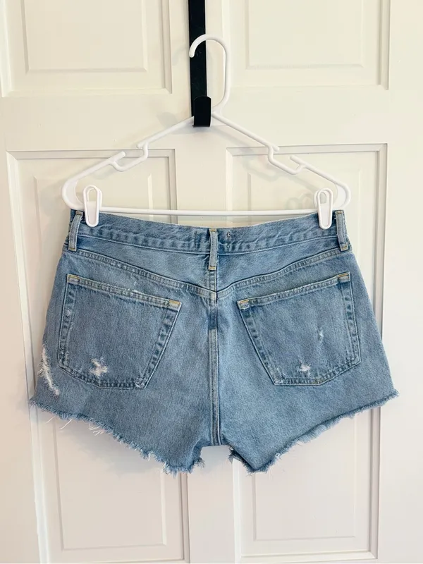 AGOLDE Parker‎ Denim Shorts Size 29 High Rise Distressed Raw Hem Button Fly - Image 2