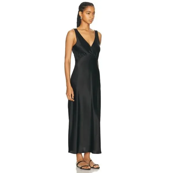 Enza Costa Nuit Silk Satin Minimalist Chic Elegant Maxi Black Dress NWOT XS - Image 6