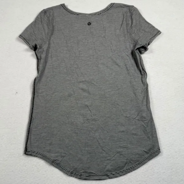 Lululemon Love Tee Womens 4 Black‎ White Striped Pima Cotton Short Sleeve Shirt - Image 3