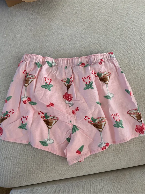 PJ SALVAGE HOLIDAY SHORY FLANNEL, Pink, MEDIUM, new with package - Image 5