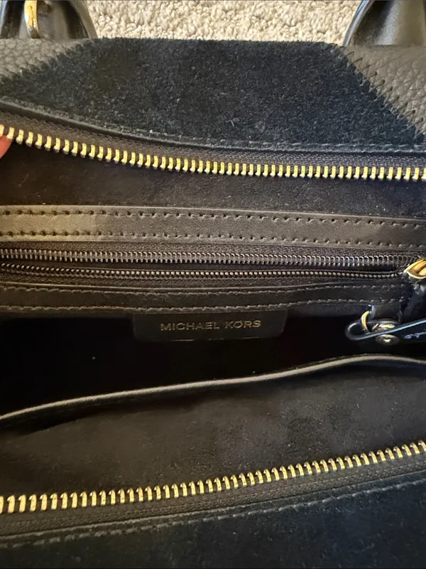 Michael Kors Rollins Small Chevron Satchel Top Handle Bag Black Purse - Image 12
