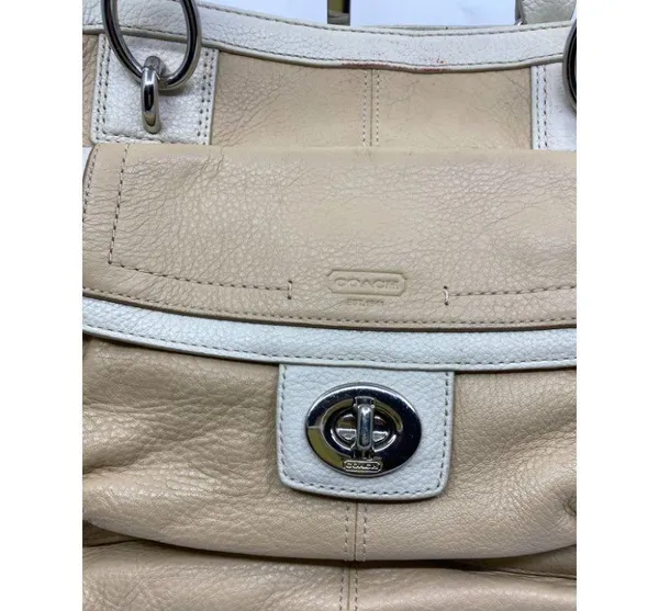 COACH Medium/ Large Leather Tan White Shoulder Bag - Image 3