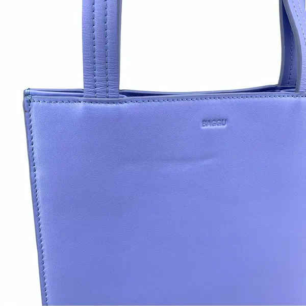 BAGGU Medium Leather Retail Tote Bluebell - Image 2