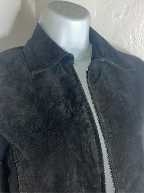 Chico's Black Suede Zip Front Jacket - Image 3