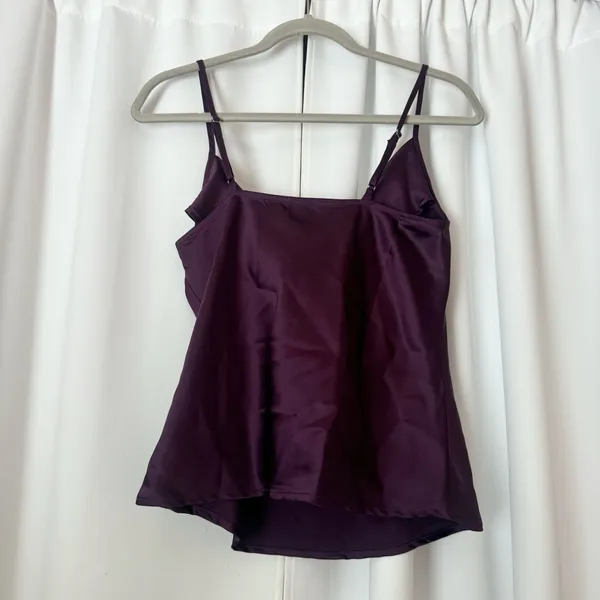 Purple Cowl Neck Sleeveless Satin Tank Too Size Small - Image 2