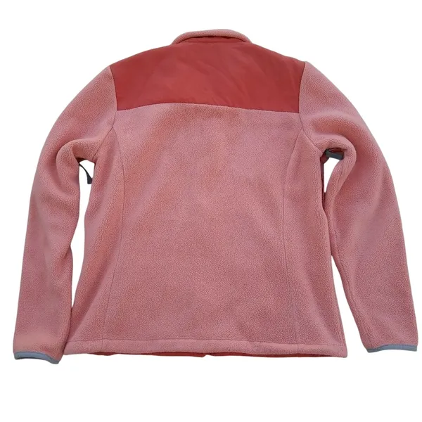 Land's End Womens Small 6-8 Peach Orange Jacket Zip Up Pocket Fleece Fall Winter - Image 5
