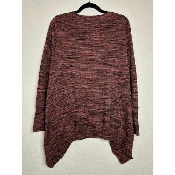 LOGO By Lori Goldstein Tunic Sweater L Heathered Red‎ Black Pockets Cozy Warm Cabin - Image 2