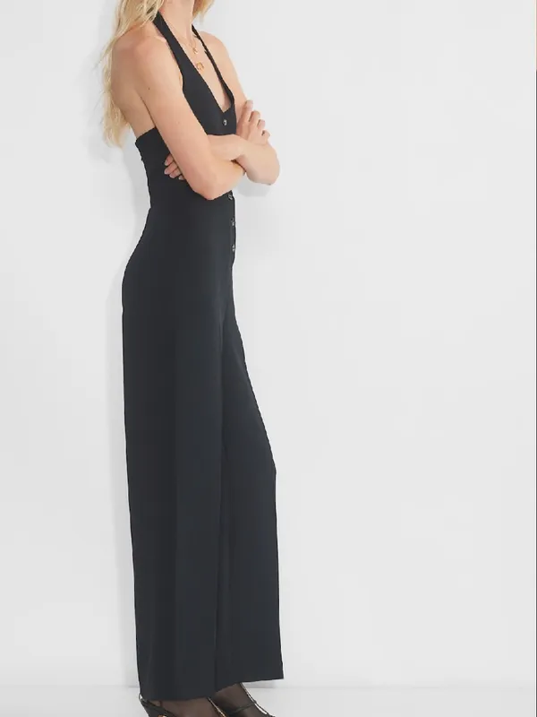 ARITZIA Wilfred Upscale Jumpsuit Black Crepette Size 8 - Image 3