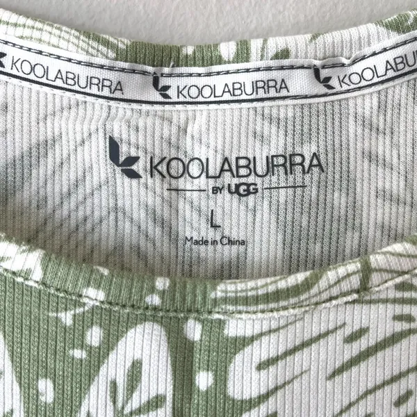 UGG Koolaburra Green Tropical Blouse Top Short Sleeve‎ Casual Fit, Size L - Image 2