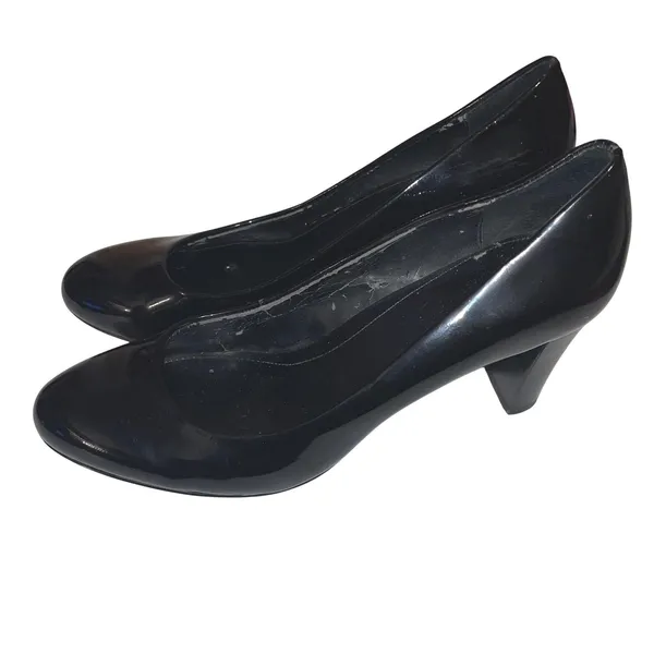 Calvin Klein Womens Black Patent Leather Round Toe Block Heel Pumps Size 7.5 - Image 4