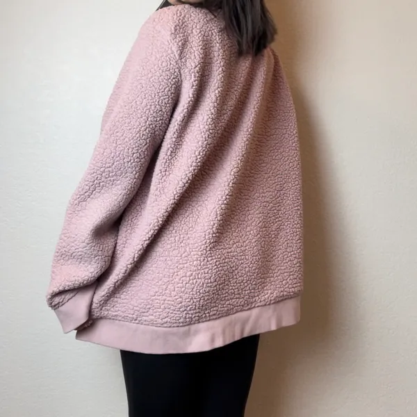 Calvin Klein Mauve Dusty Pink Logo Graphic Sherpa Pullover Crewneck Sweatshirt - Image 5