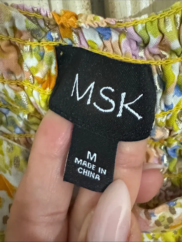 MSK Floral Yellow Rayon Sundress - Lightweight Women's Dress Size Medium - Image 10