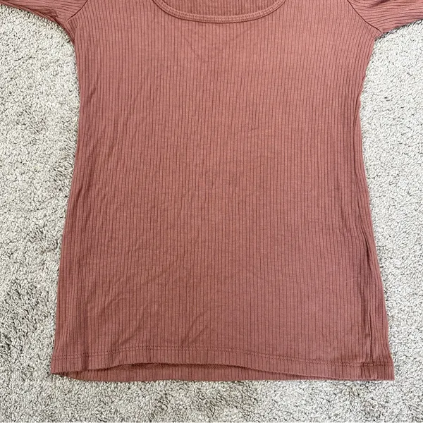 Abercrombie & Fitch Women’s Ribbed Puff Sleeve Longsleeve Shirt in Mauve M - Image 4