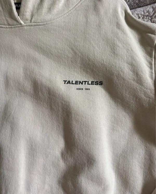TALENTLESS Cream Hoodie with Circle Logo - Image 4