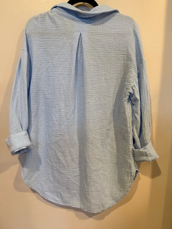 Shade & Shore Shae and Blue Button Down Swim Cover Up - Image 3