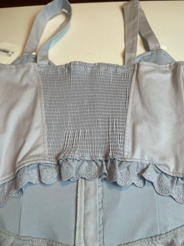 Altar'd State Cotton Corset Top XL Grey Dawn Lace Trim Coquette Balletcore NWT - Image 12