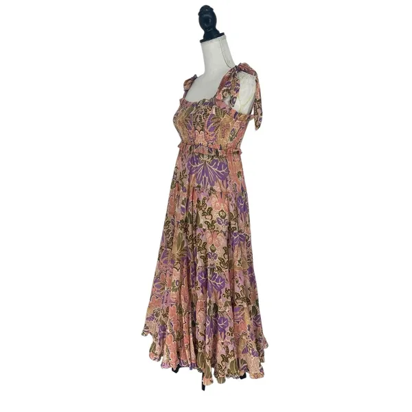 Zimmermann Violet Tiered Floral Midi‎ Sun Dress Smocked Size 1 US M - Image 8