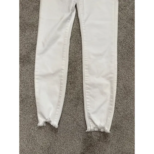 Kancan Womens White High Rise Button Fly Skinny Jeans Raw Hem Denim, sz 7/27 - Image 4