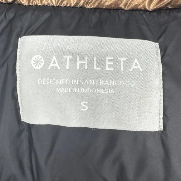 Athleta Lofty Down Puffer Jacket Size Small Bronze Metallic Winter Coat Gorpcore - Image 11
