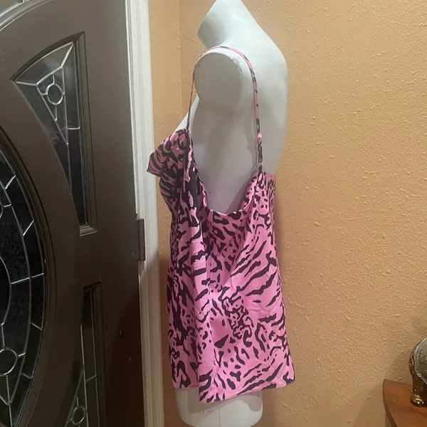 ASOS DESIGN Curve cowl neck satin cami with pink animal print - Image 6