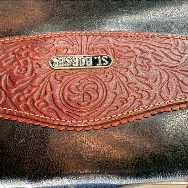 Vintage st. Borse Purse Pocketbook Black Brown Leather? Western - Image 3