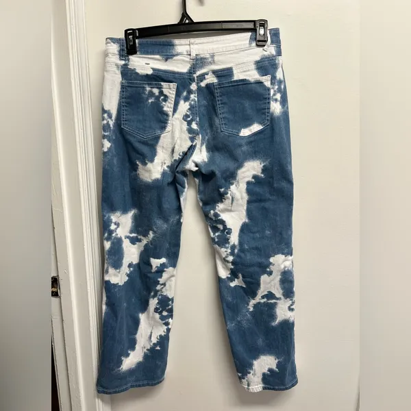 Abstract Blue and White Straight Leg Jeans - Image 2