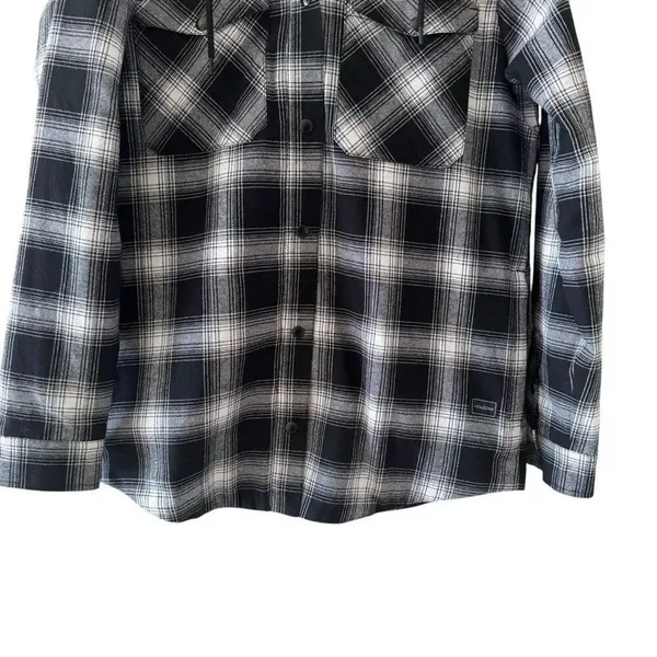 Volcom Hooded Black White Checkered Cotton Blend Ski Snowboard SZ XL # 2518 - Image 3